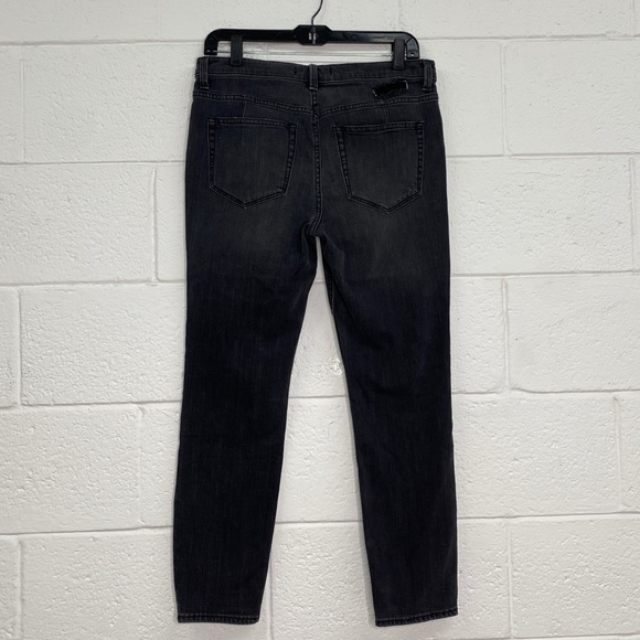 Free People black jeans skinny distressed button fly pants women's size 29 - Picture 10 of 11